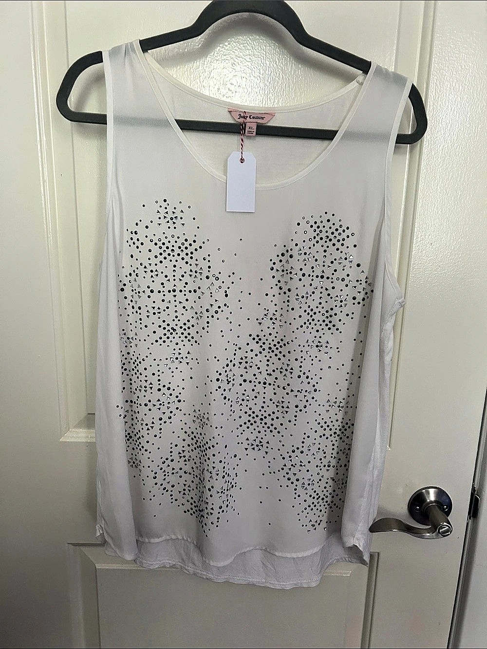 Juicy Couture Rhinestone Tank Top in White Size XL